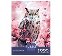 Puzzle Da 1000 Pezzi Per Adolescenti Eagle Owl Cherry Blossom Puzzle Per Adulti Gioco Per Famiglie Difficile Difficile Unico Compleanno E Regali 52x38cm/1000pcs