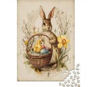 Puzzle Da 1000 Pezzi Per Adolescenti Easter Basket with Bunny And Chick Puzzle Per Adolescenti Giocattoli Fai Da Te Analisi E Logica Per Compleanno, Natale 52x38cm/1000pcs