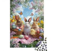 Puzzle Da 1000 Pezzi Per Adolescenti Easter Bunny Basket Eggs-2 Puzzle Per Adolescenti Giocattoli Fai Da Te Analisi E Logica Per Compleanno, Natale 52x38cm/1000pcs