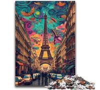 Puzzle da 1000 pezzi per adolescenti, Eiffel psichedelico, design vibrante e unico, esperienza di puzzle rilassante e stimolante, 26x38cm