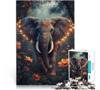 Puzzle da 1000 pezzi per adolescenti Elefante animale colorato Giocattolo educativo antistress Lista dei desideri con Babbo Natale 75x50cm
