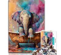 Puzzle da 1000 pezzi per adolescenti, Elefante che fa il bagno Puzzle per adolescenti, gioco stimolante, ideale come regalo per tutta la famiglia (dimensioni 75x50cm)