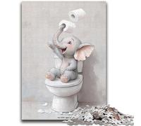 Puzzle da 1000 pezzi per adolescenti, elefante che gioca con la carta igienica, adatti dai 14 anni in su, giochi per famiglie, ideali come regalo per tutta la famiglia, 50x75cm