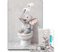 Puzzle da 1000 pezzi per adolescenti Elefante che gioca con la carta igienica Puzzle da 1000 pezzi per adulti e adolescenti, regali di compleanno unici per età 14+ 50x75cm