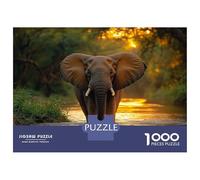 Puzzle da 1000 pezzi per adolescenti, elefante che scivola attraverso il fiume dorato, puzzle per adulti, gioco per la famiglia, ma divertente e divertente, sfida didattica, 52 x 38 cm/1000 pezzi