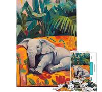 Puzzle da 1000 pezzi per adolescenti elefante che sonnecchia sul divano puzzle per adulti giochi rilassanti un'opera d'arte regalo antistress (dimensioni 38x52cm)