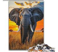 Puzzle da 1000 pezzi per adolescenti, elefante della savana africana, antistress, per trascorrere il tempo in casa, decorazione perfetta per età 14+, 50x75cm