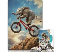 Puzzle da 1000 pezzi per adolescenti Elefante in bicicletta 1000 pezzi per adolescenti con poster abbinato e foglio di quiz per età dai 14 anni in su 75x50cm