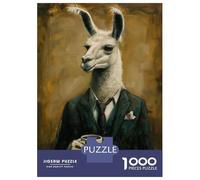 Puzzle Da 1000 Pezzi Per Adolescenti Elegant Llama with Coffee Puzzle Per Adulti Gioco Per Famiglie Decorazione Perfetta Attività Divertenti A Casa 38x26cm/1000pcs
