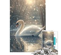 Puzzle da 1000 pezzi per adolescenti elegante cigno al bagliore invernale puzzle per adulti giocattolo antistress ideale per passare il tempo durante le vacanze compleanno e Natale