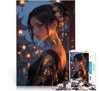 Puzzle da 1000 pezzi per adolescenti Elegante donna asiatica in oro Giocattoli antistress Attività divertenti a casa, regali di compleanno, regali di viaggio, 52x38cm