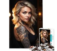 Puzzle da 1000 pezzi per adolescenti elegante ritratto con tatuaggi floreali gioco rompicapo giocattolo stimolante ottimo regalo e giocattolo per il divertimento in famiglia (dimensioni 38x26cm)