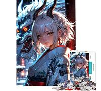 Puzzle da 1000 pezzi per adolescenti Eleganza demoniaca︰ Fanciulla Oni nella notte invernale Puzzle per adulti Giochi per famiglie Un'opera d'arte impegnativa da completare (Dimensioni 50x75cm)