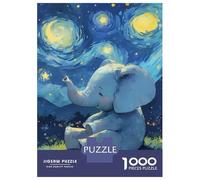 Puzzle Da 1000 Pezzi Per Adolescenti Elephant Under Starry Night Sky Puzzle Per Adulti Giochi Rilassanti Taglio Di Precisione Regali Unici Per Compleanni E Occasioni Speciali 38x26cm/1000pcs