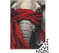 Puzzle Da 1000 Pezzi Per Adolescenti Elephant Wrapped in Red Scarf Puzzle Giochi Divertenti Regalo Decorativo Perfetto Per Amici E Familiari 70x50cm/1000pcs