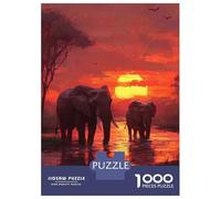 Puzzle Da 1000 Pezzi Per Adolescenti Elephants at Sunset Puzzle Per Adulti Giocattoli Antistress Sfida Difficile Impegnativo Da Completare 70x50cm/1000pcs