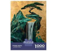 Puzzle Da 1000 Pezzi Per Adolescenti Emerald Golden Waterfall Bonsai Japanese Puzzle Per Adulti Giocattolo Decorazione Da Parete Modello Da Assemblare Ottimo Regalo Per I Giocatori 38x26cm/1000pcs