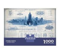 Puzzle Da 1000 Pezzi Per Adolescenti Empire State Building Blueprint Puzzle Per Adulti Giochi Rilassanti Analisi E Logica Regali Unici Per Compleanno E Natale 52x38cm/1000pcs