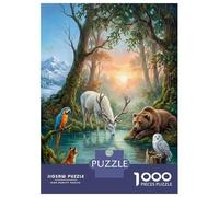 Puzzle Da 1000 Pezzi Per Adolescenti Enchanted Forest Animals by A Lake Puzzle Per Adulti Giocattoli Antistress Migliorano La Memoria Regali Di Compleanno E Unici 52x38cm/1000pcs