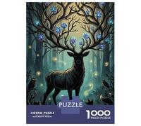 Puzzle Da 1000 Pezzi Per Adolescenti Enchanted Forest Stag with Glowing Flowers Puzzle Per Adolescenti Gioco Pratico Migliora La Memoria Regali Per Amici E Familiari 38x26cm/1000pcs