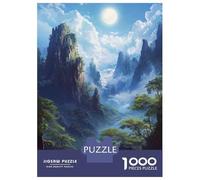 Puzzle Da 1000 Pezzi Per Adolescenti Enchanted Mountain Valley with Full Moon Puzzle Per Adulti Giocattolo Decorazione Da Parete Sfida Difficile Impegnativo Da Completare 52x38cm/1000pcs
