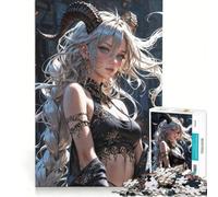 Puzzle da 1000 pezzi per adolescenti: enigmatica dea cornuta in elegante stile gotico, gioco educativo, gara di velocità manuale, sfida unica 38x26cm