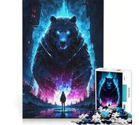 Puzzle da 1000 pezzi per adolescenti: Epico scontro tra orso gigante e guerriera, gioco rilassante, stimolante da completare, per rafforzare l'amore tra le coppie 38x52cm