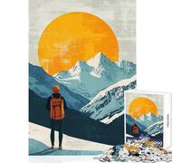 Puzzle da 1000 pezzi per adolescenti escursione al tramonto in montagna innevata decorazione da parete regalo di compleanno gioco educativo aiuta a esercitare il cervello dimensioni 38x52cm