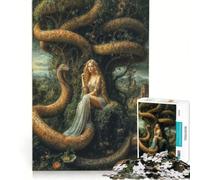 Puzzle da 1000 pezzi per adolescenti: Eva e il serpente nel giardino dell'Eden, allegoria, gioco pratico, sfida impegnativa, collezione d'artista, belle arti 38x52cm