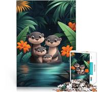 Puzzle da 1000 pezzi per adolescenti Famiglia di lontre nella giungla Rompicapo con pezzi completamente interconnessi di forma casuale 38x26cm