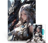 Puzzle da 1000 pezzi per adolescenti Fanciulla Guerriera Drago giochi divertenti per famiglie Collezione di artisti, Belle arti 38x26cm