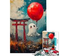 Puzzle da 1000 pezzi per adolescenti fantasma con palloncino rosso puzzle per adulti giochi rilassanti decorazione da parete aiuta ad allenare il cervello (dimensioni 38x26cm)