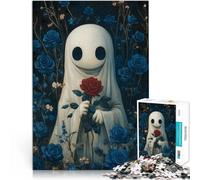 Puzzle da 1000 pezzi per adolescenti Fantasma con rosa rossa Sfida di gioco educativo giocattolo Regalo di compleanno, regali, arte murale 75x50cm