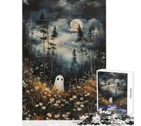 Puzzle da 1000 pezzi per adolescenti Fantasma nella foresta al chiaro di luna Decorazione per la casa Giocattoli Opere d'arte Regalo Giochi divertenti Allena il tuo cervello e le tue mani 38x26cm