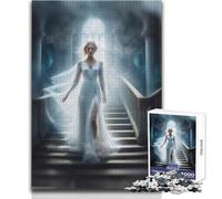 Puzzle da 1000 pezzi per adolescenti Fantasma Ragazza bionda sulle scale Bellissimo gioco di design Migliora la memoria Regalo di compleanno Dimensioni 38x26cm