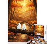 Puzzle da 1000 pezzi per adolescenti fantasmi autunnali nella foresta giocattolo educativo regali di compleanno gioco pratico con poster abbinato e foglio di quiz dimensioni 50x75cm