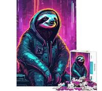 Puzzle da 1000 pezzi per adolescenti fantastico bradipo neon cyberpunk aiuta l'esercizio cerebrale regalo per donne giochi per famiglie dai 14 anni in su gioco di puzzle offerto (38x52cm)