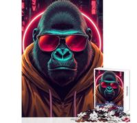 Puzzle da 1000 pezzi per adolescenti fantastico gorilla in un paesaggio urbano cyberpunk giocattoli per la decorazione della casa fantastici regali e giocattoli per un gioco educativo interessante