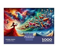 Puzzle Da 1000 Pezzi Per Adolescenti Fantasy Artwork with Musician And Animals Puzzle Per Adulti Giocattolo Decorazione Da Parete Modello Da Assemblare Ottimo Regalo Per I Giocatori 52x38cm/1000pcs