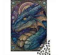 Puzzle Da 1000 Pezzi Per Adolescenti Fantasy Dragon Stained Glass Artwork Puzzle Per Adolescenti Gioco Pratico Migliora La Memoria Regali Per Amici E Familiari 52x38cm/1000pcs