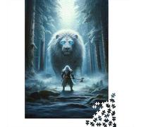 Puzzle Da 1000 Pezzi Per Adolescenti Fantasy Forest Encounter Lion Vs. Warrior Puzzle Per Adulti Antistress Giocattoli Migliorano La Memoria Ideale Come Regalo 38x26cm/1000pcs
