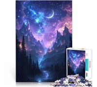 Puzzle da 1000 pezzi per adolescenti Fantasy Mountain Cosmic Neon Glow e Foresta Giocattoli da gioco Giocattoli per la decorazione della casa 38x26cm
