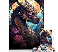 Puzzle da 1000 pezzi per adolescenti Fantasy Rose Purple Dragon Giocattolo educativo Ottimi regali e giocattoli Giochi rilassanti Attività divertenti a casa Dimensioni 38x52cm