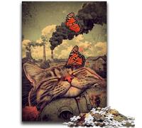 Puzzle da 1000 pezzi per adolescenti Farfalle e gatti inquinati, per gioco educativo, giocattolo, arredamento unico per la casa e regali 26X38CM