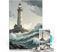 Puzzle da 1000 pezzi per adolescenti Faro nel mare in tempesta Giocattoli di gioco impegnativi è ideale come regalo per tutta la famiglia 38x26cm