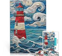 Puzzle da 1000 pezzi per adolescenti Faro nel mare in tempesta Gioco di famiglia antistress sfida difficile Decorazione della casa 75x50cm