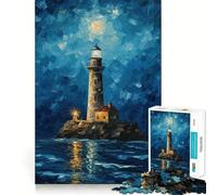 Puzzle da 1000 pezzi per adolescenti "Faro nella notte",taglio liscio,arte,gioco mentale,regalo,relax,tempo libero,Natale,arte (50x75cm)