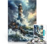 Puzzle da 1000 pezzi per adolescenti Faro nella tempesta Giocattolo educativo antistress Ogni pezzo è unico - Gioco divertente e stimolante per tutta la famiglia 75x50cm