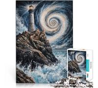 Puzzle da 1000 pezzi per adolescenti Faro nella tempesta per il giocattolo di sfida del gioco educativo offerte come regali per tutta la famiglia 52x38cm