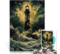 Puzzle da 1000 pezzi per adolescenti Faro nella tempesta per il giocattolo di sfida del gioco educativo Lista dei desideri con Babbo Natale 38x26cm